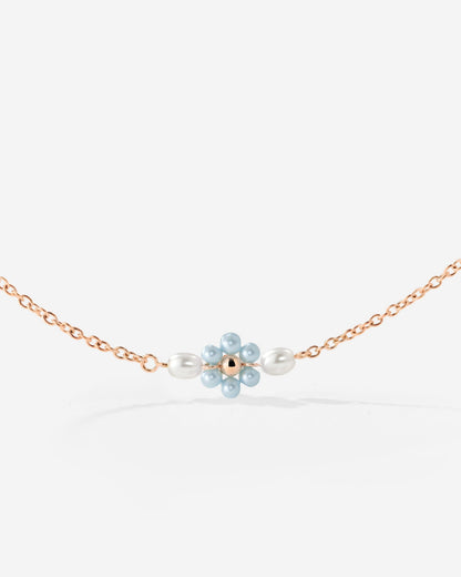 Forever Blue Daisy Necklace Rose Gold