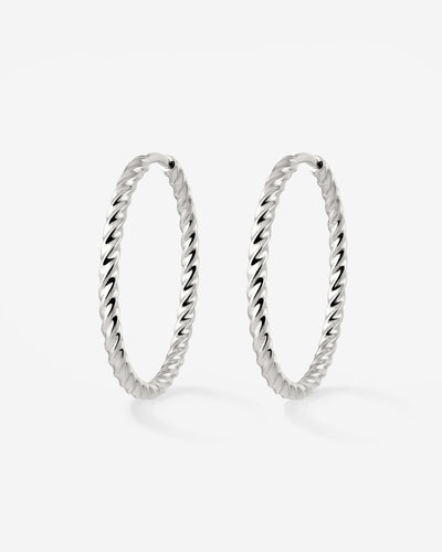 Twisted Hoops Large Silver