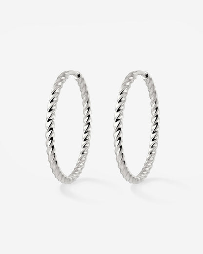 Twisted Hoops Large Silver