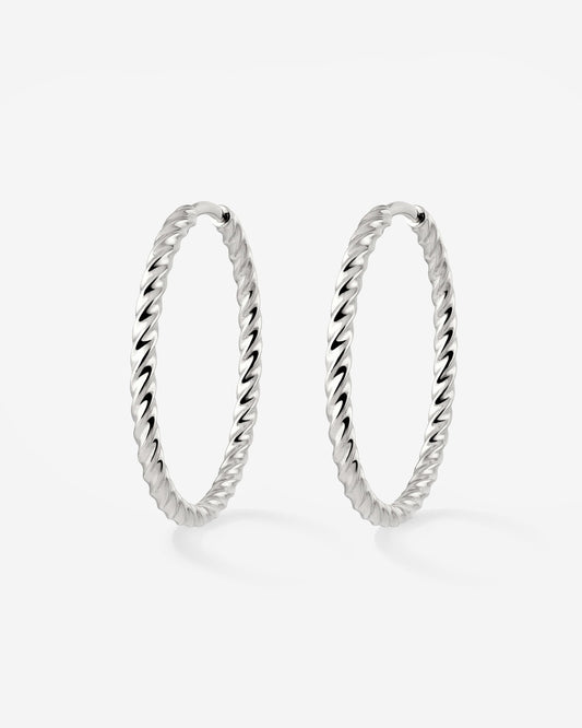 Twisted Hoops Large Silver