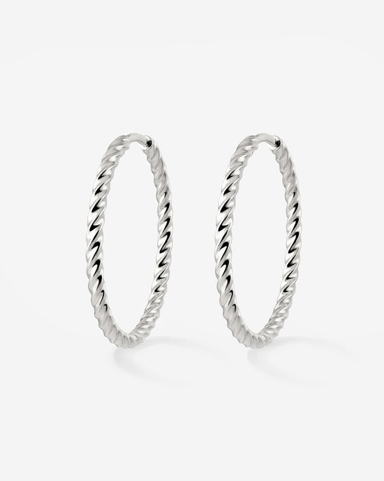 Twisted Hoops Large Silver