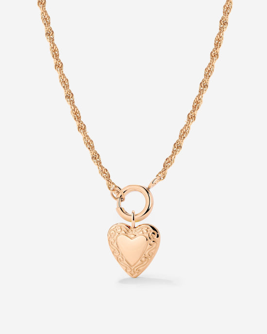 Vintage Heart Rope Chain Necklace Set Rose Gold