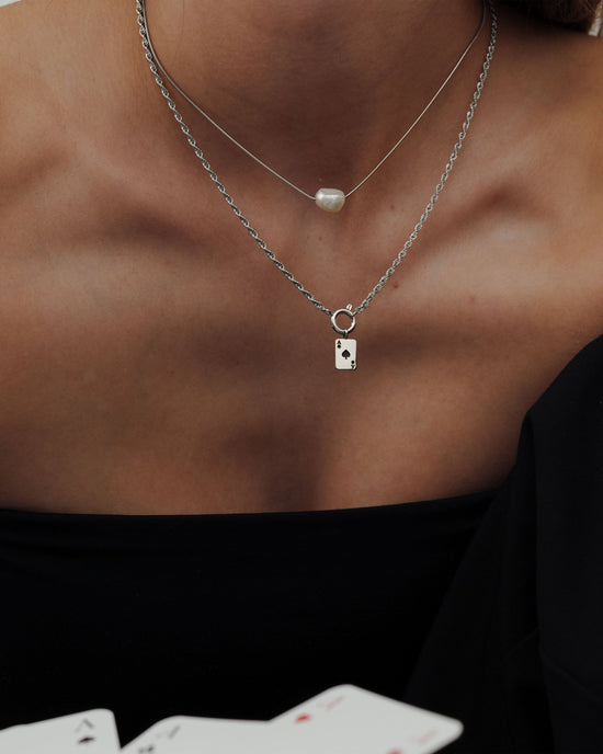 Aced Rope Chain Necklace Set Silver