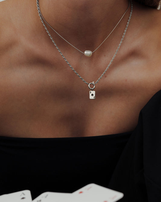Aced Rope Chain Necklace Set Silver