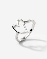 Flowy Heart Ring Silver