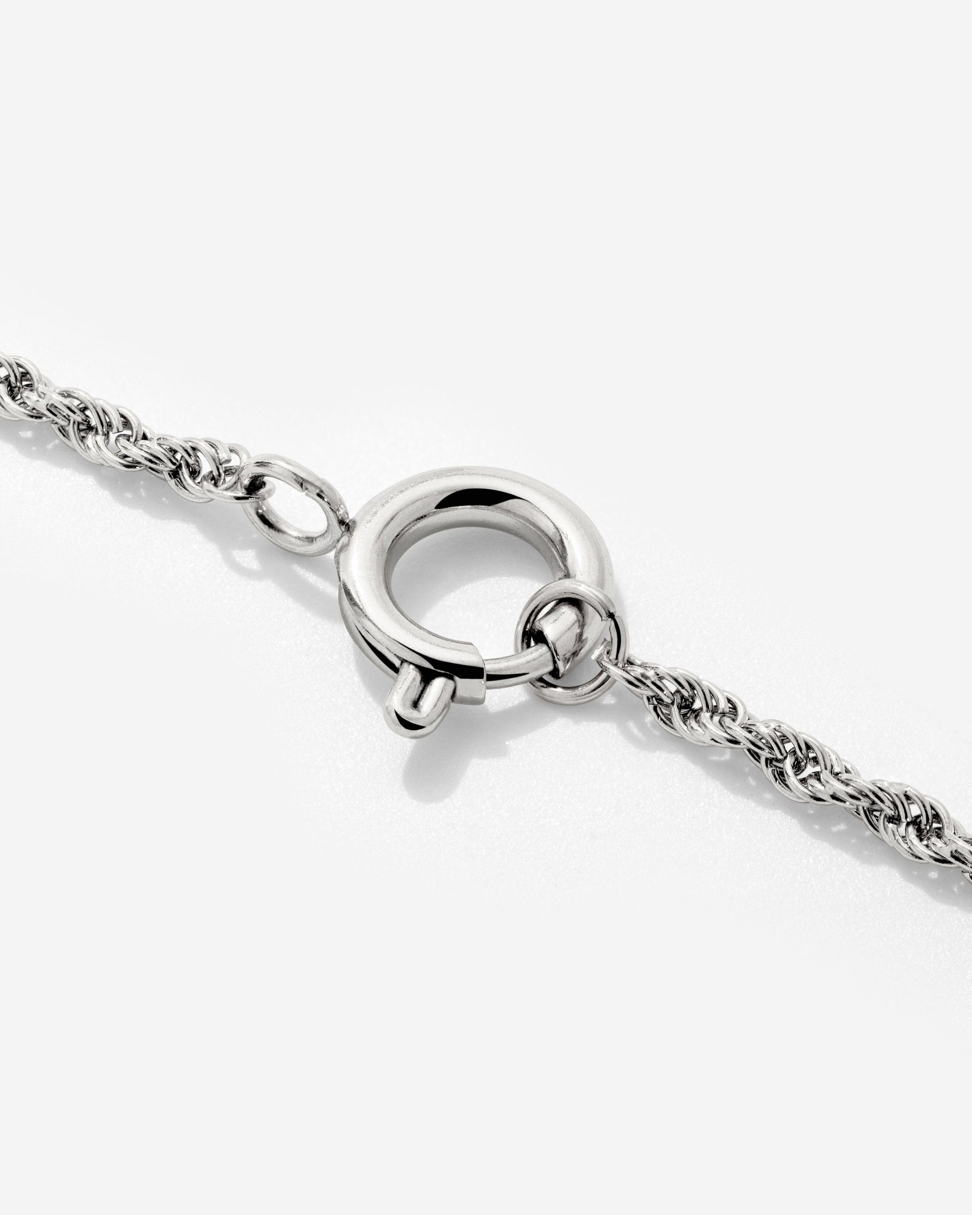 Rope Chain Charm Necklace Silver