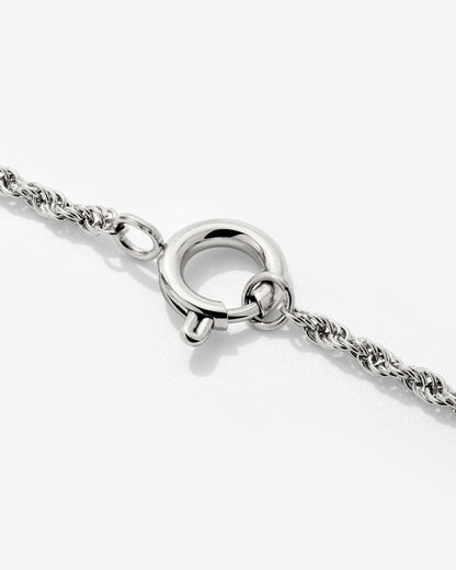 Rope Chain Charm Necklace Silver