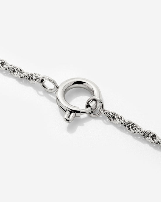 Rope Chain Charm Necklace Silver