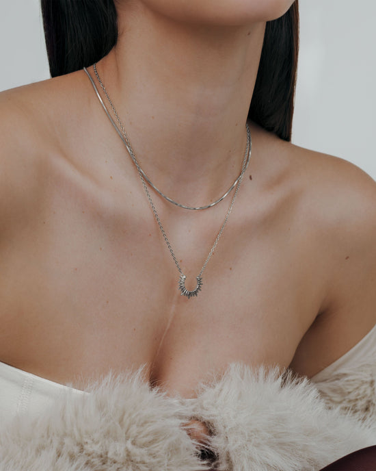 Squared Snake Chain Necklace Silver