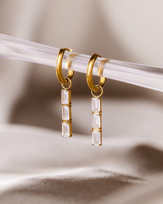 Baguette Bundle Hoop Set Small Rose Gold