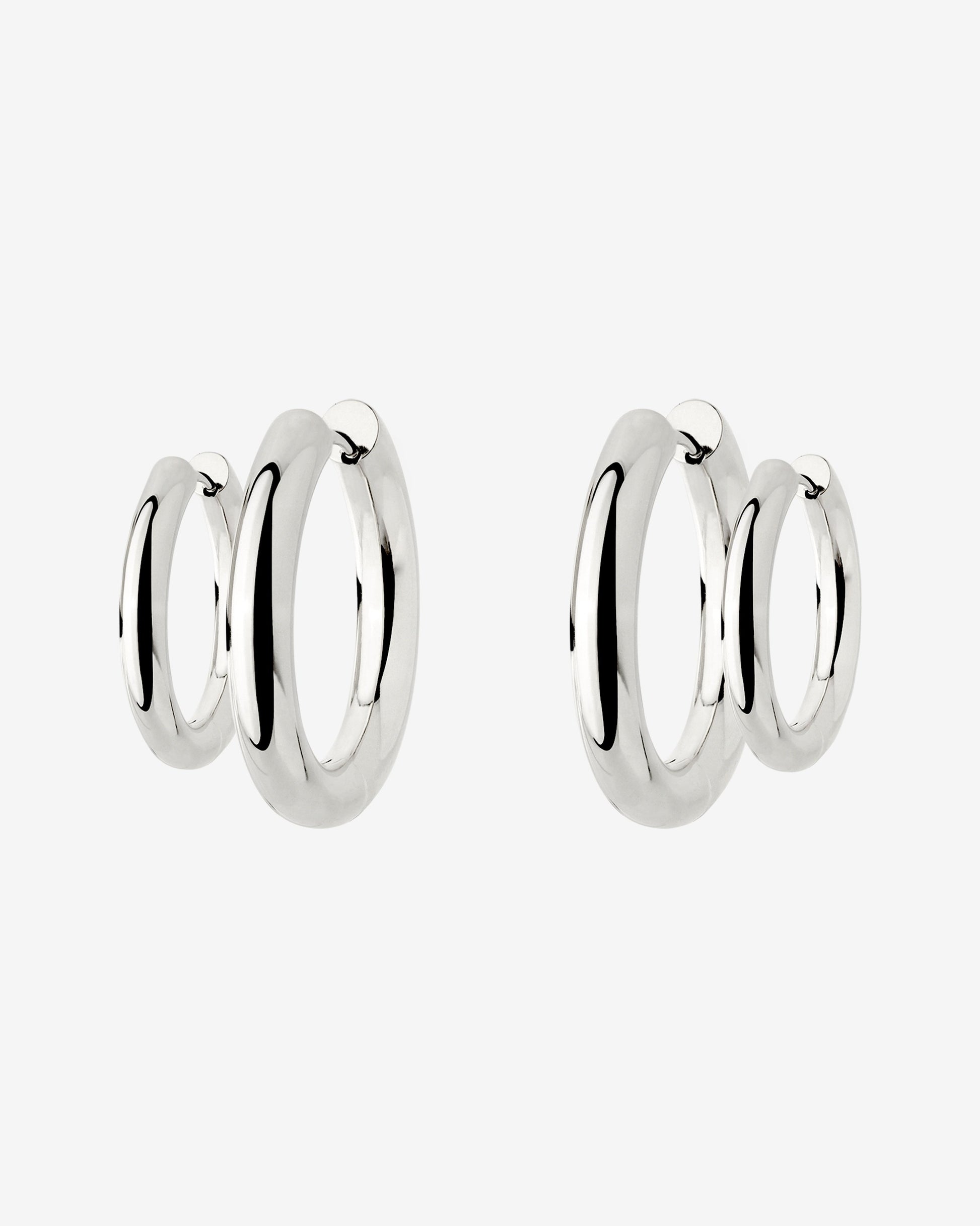 Chunky Lover Hoop Set Small Silver