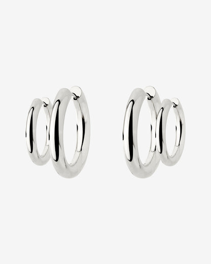 Chunky Lover Hoop Set Small Silver