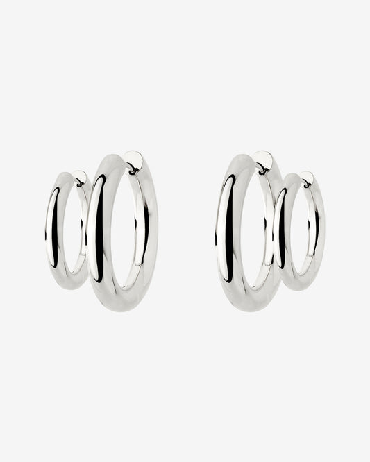 Chunky Lover Hoop Set Small Silver