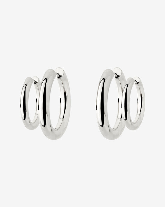 Chunky Lover Hoop Set Small Silver