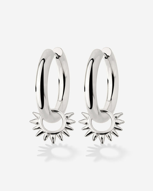 Chunky Sun Lover Hoop Set Medium Silver