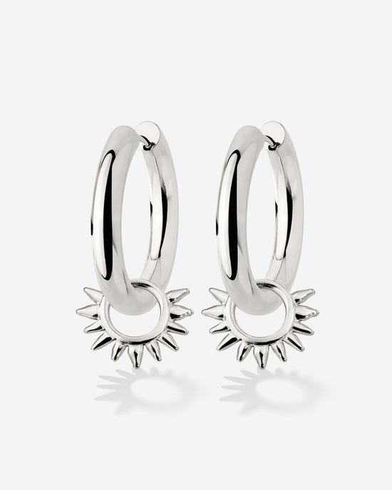 Chunky Sun Lover Hoop Set Medium Silver