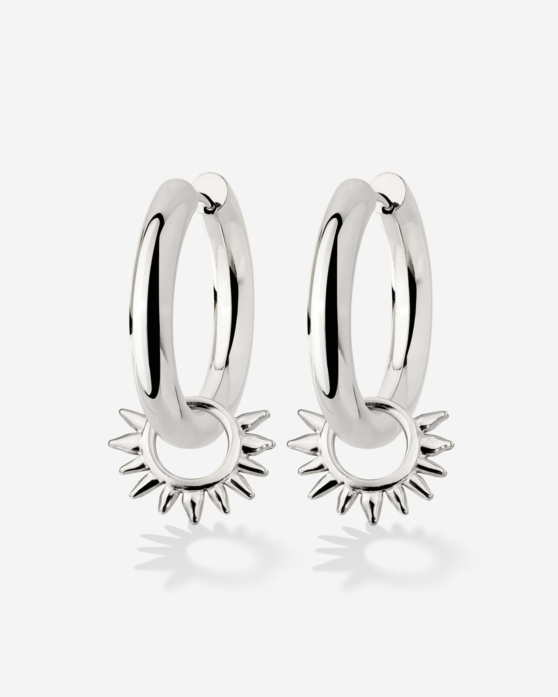 Chunky Sun Lover Hoop Set Medium Silver