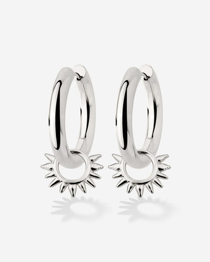 Chunky Sun Lover Hoop Set Medium Silver