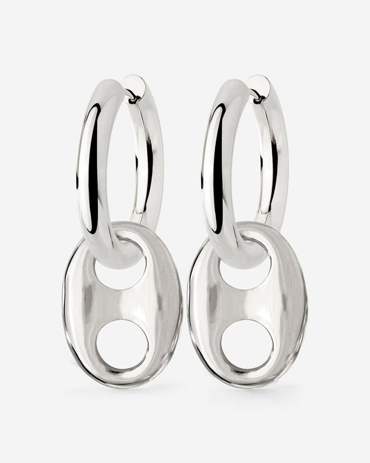 Chunky Gem Find Hoop Set Medium Silver