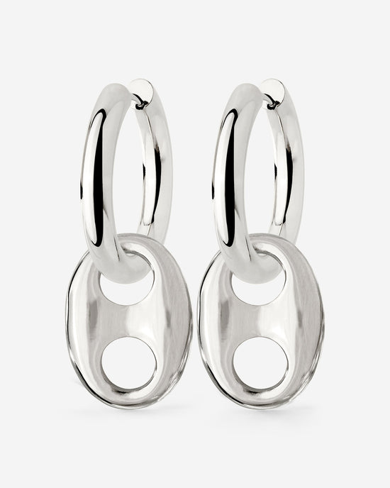 Chunky Gem Find Hoop Set Medium Silver