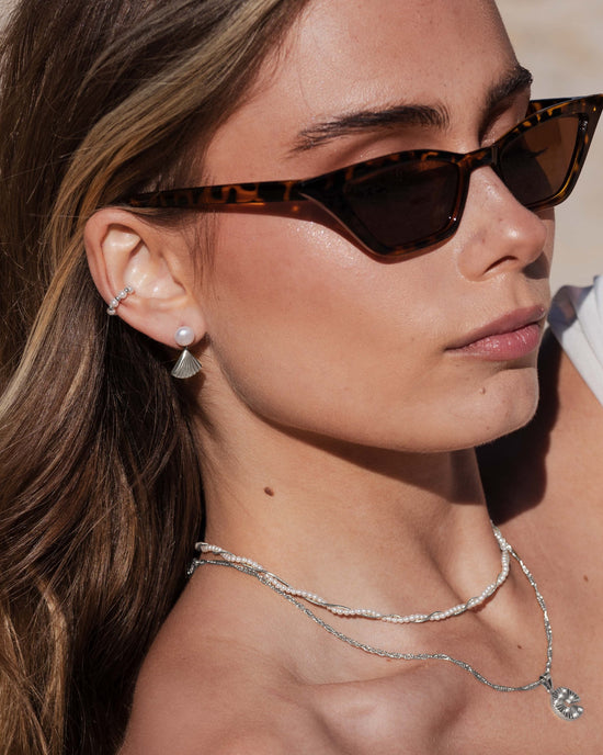 Pearl & Fan Studs Silver