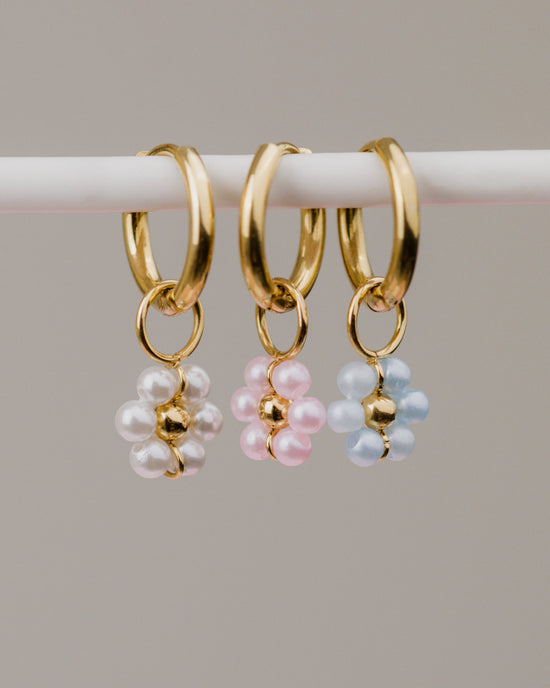 Forever Blue Daisy Hoop Set Small Rose Gold