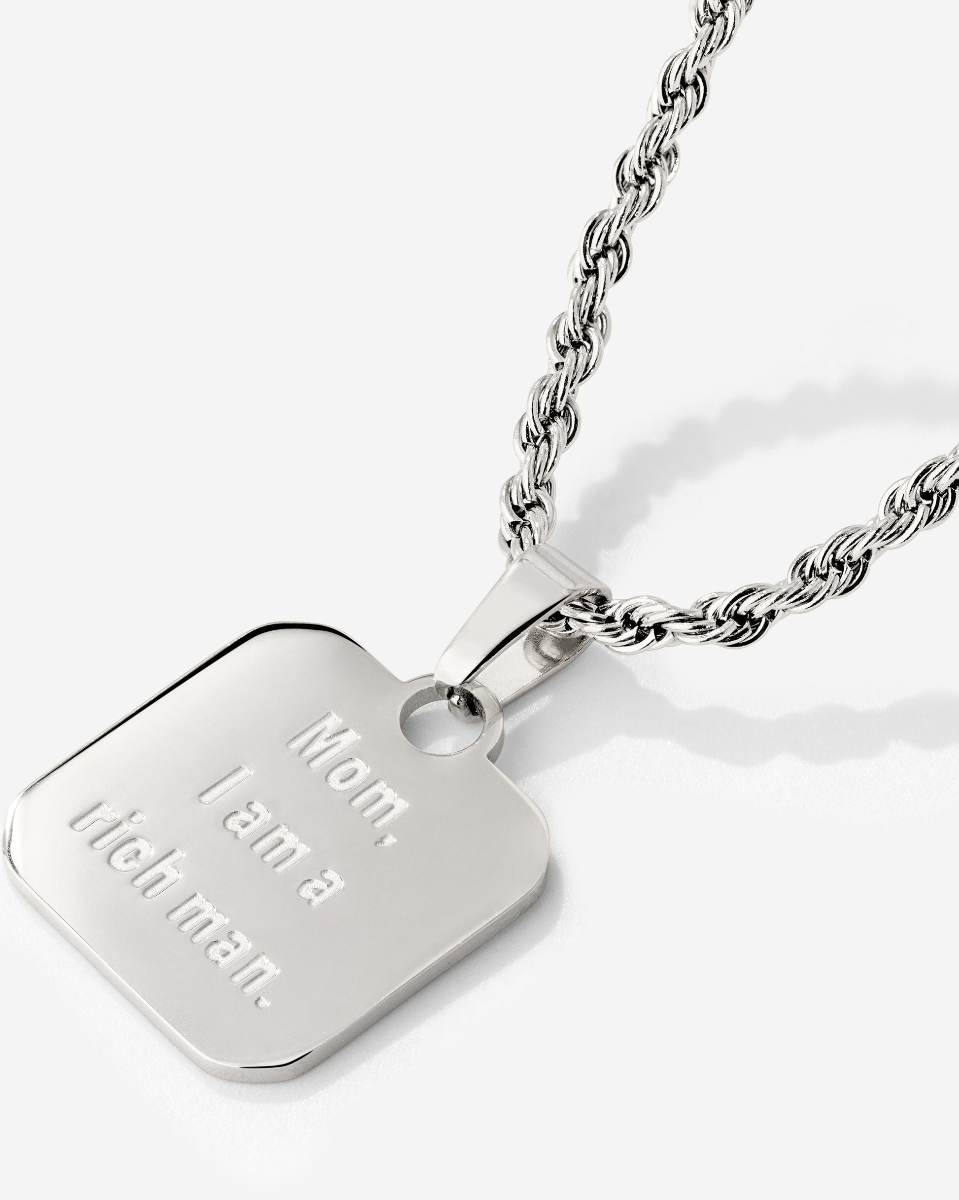 Mom, I am a rich man Necklace Silver