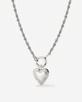 Vintage Heart Rope Chain Necklace Set Silver