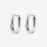 Sparkle Oval Hoops Medium Silver