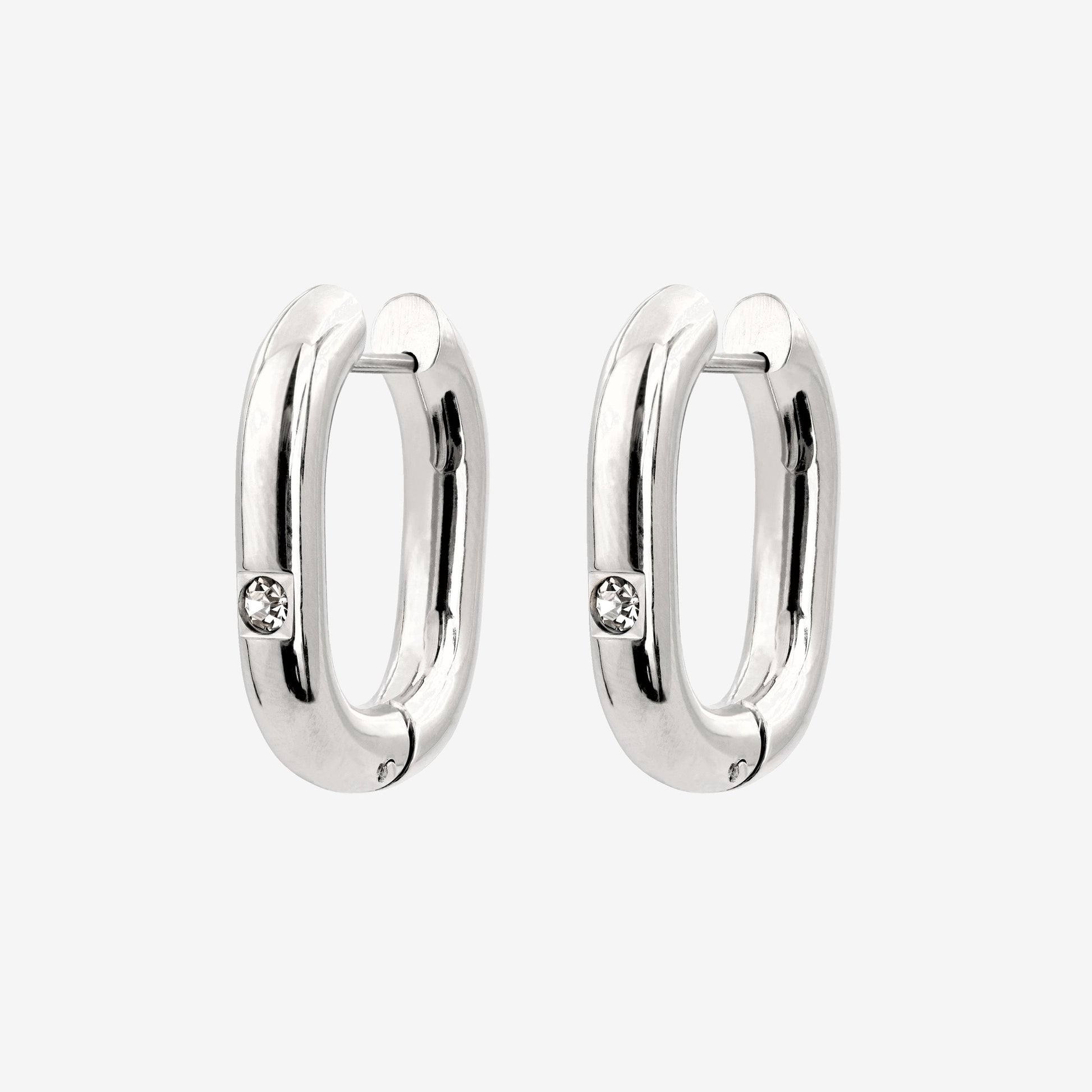 Sparkle Oval Hoops Medium Silver