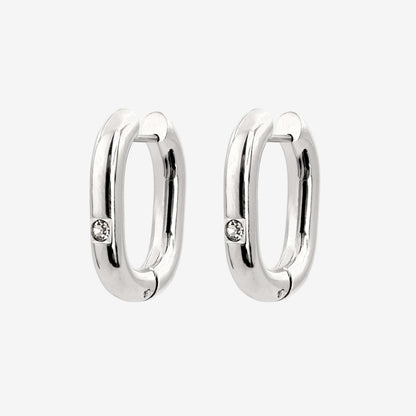 Sparkle Oval Hoops Medium Silver