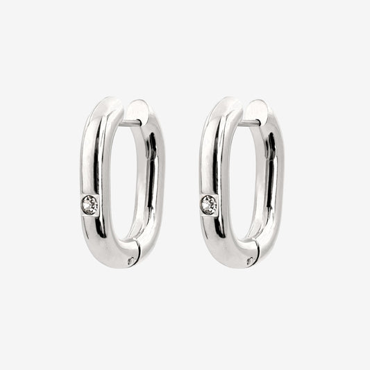 Sparkle Oval Hoops Medium Silver