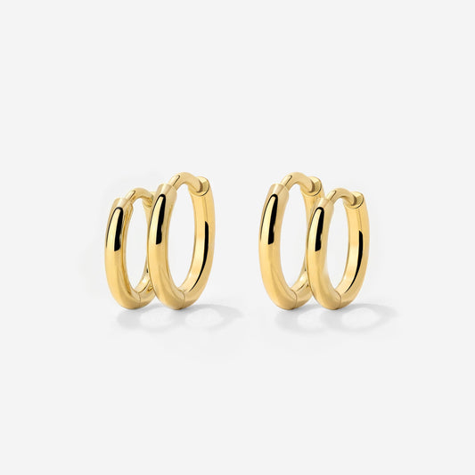 Clean Hoop Set Small Gold