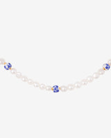 Flower Tile Pearl Necklace Rose Gold