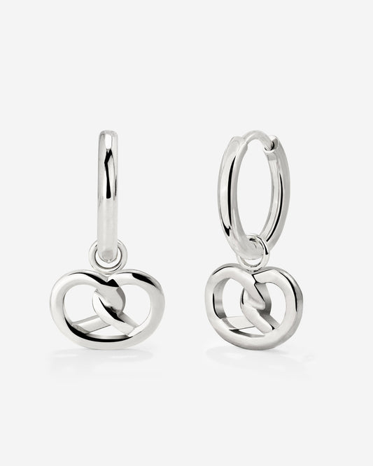 Pretzel Babe Hoop Set Small Silver