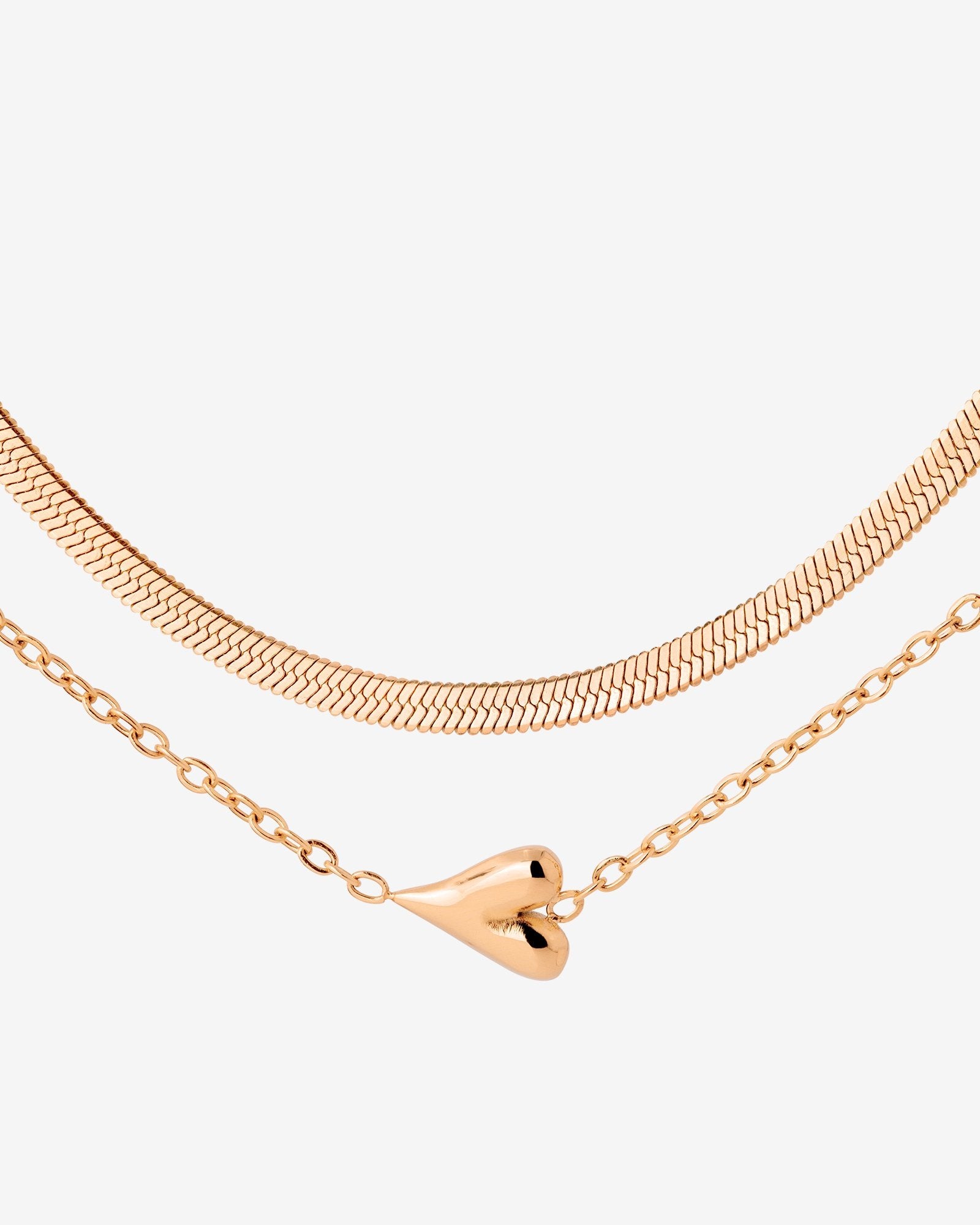 Flowy Heart Necklace Bundle Rose Gold