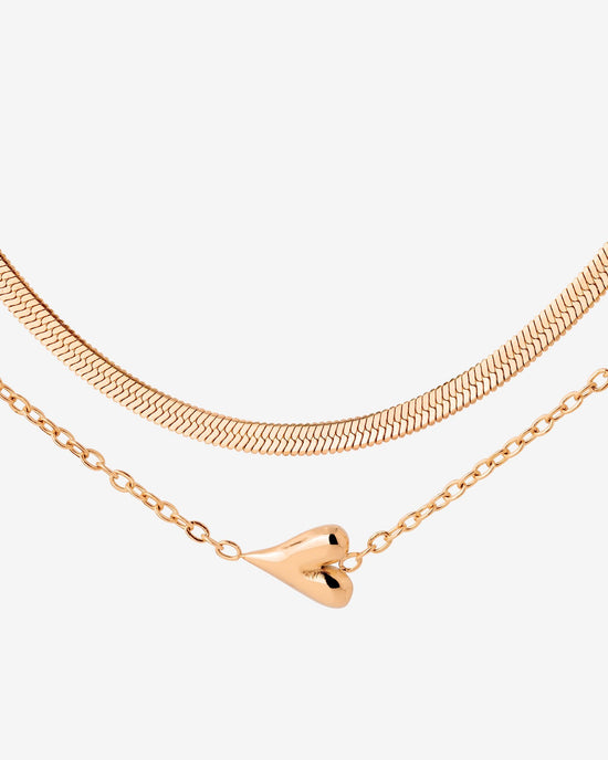 Flowy Heart Necklace Bundle Rose Gold