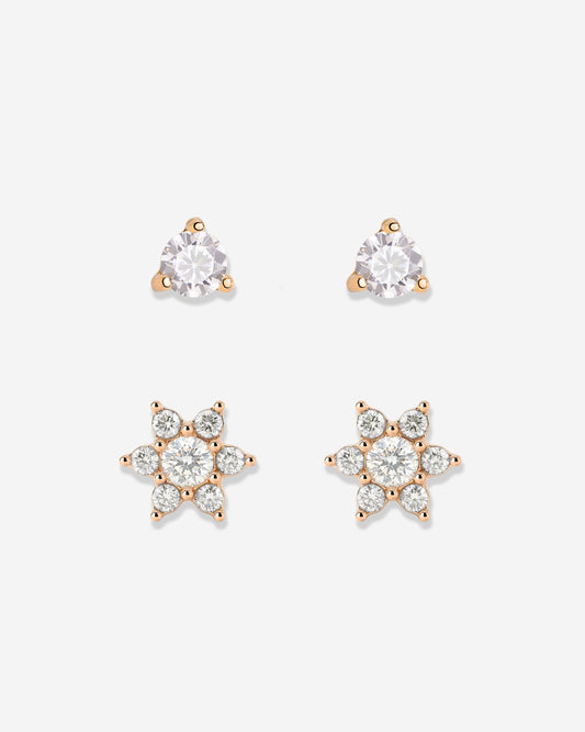 Glimmering Petals Stud Bundle Rose Gold