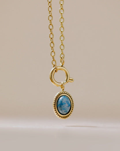 Ocean Agate Classic Chain Necklace Set Silver