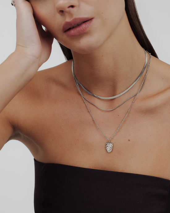 Snake Chain Double Necklace Silver