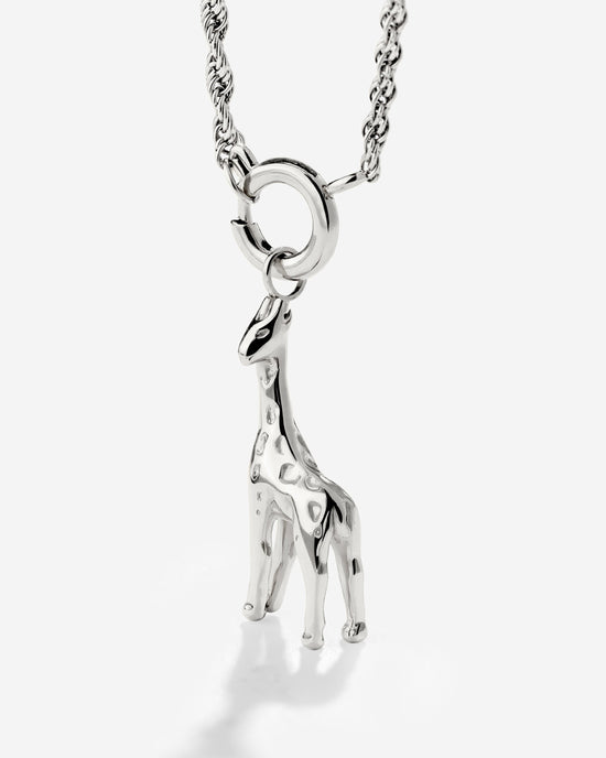 Giraffe Rope Chain Necklace Set Silver