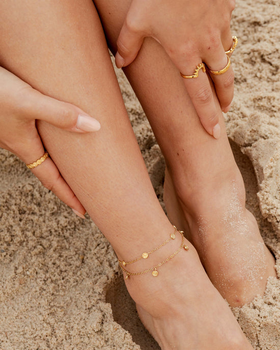 Swirl'n Double Anklet gold
