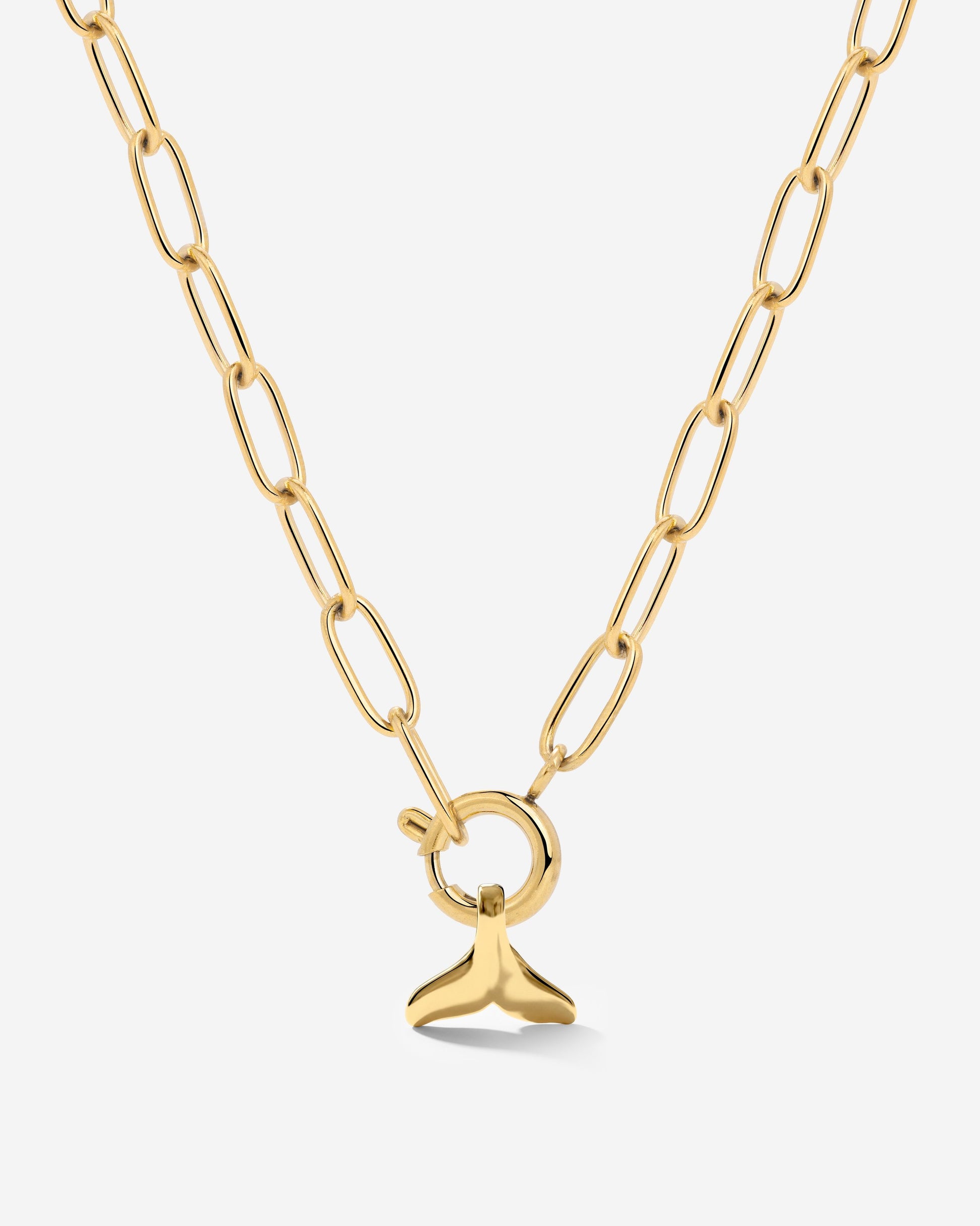 Whale Tail Oval Links Necklace Set Gold