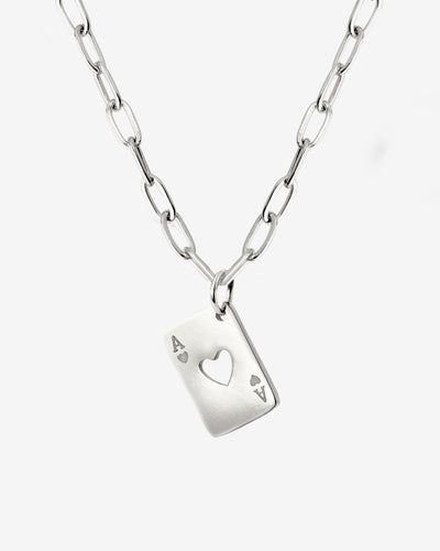 Heart Ace Necklace Silver