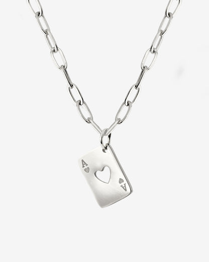 Heart Ace Necklace Silver