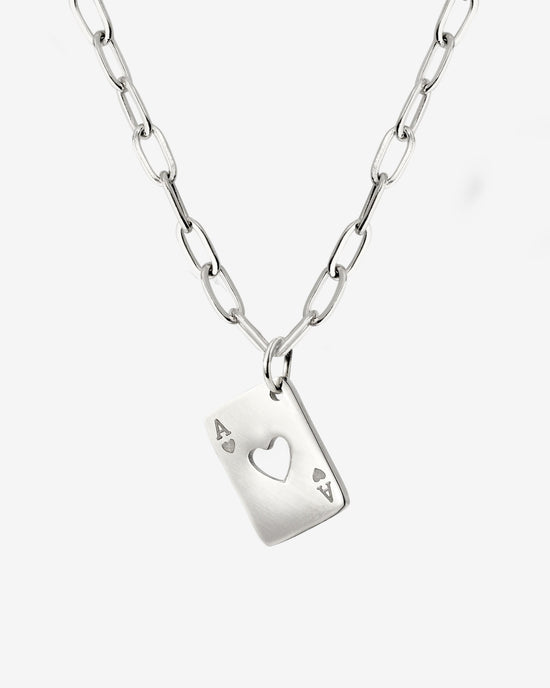 Heart Ace Necklace Silver