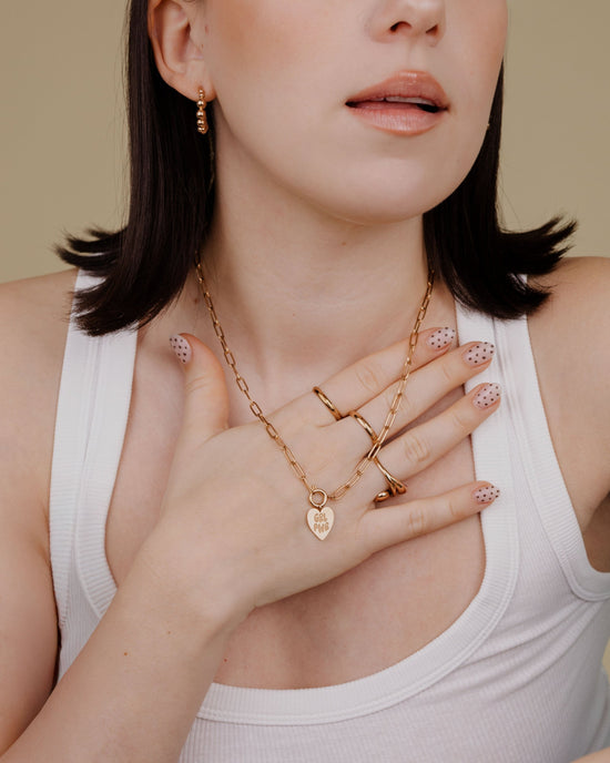 Girl Power Oval Links Necklace Set Rose Gold