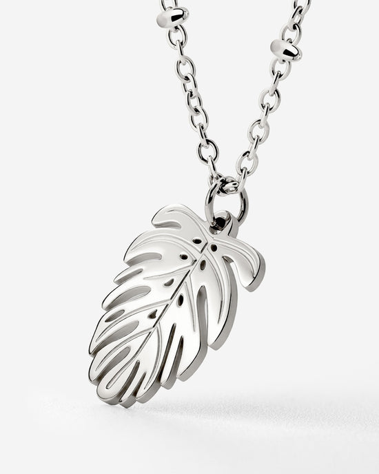 Monstera Leaf Necklace Silver