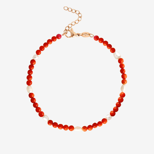 Coral Color Anklet Rose Gold