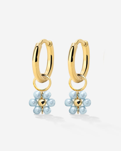 Forever Blue Daisy Hoop Set Small gold